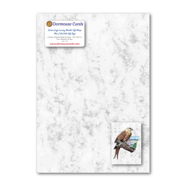 Luxury Marble Gift Wrap and 2 Red Kite at Elan Valley Gift Tags from Dormouse Cards