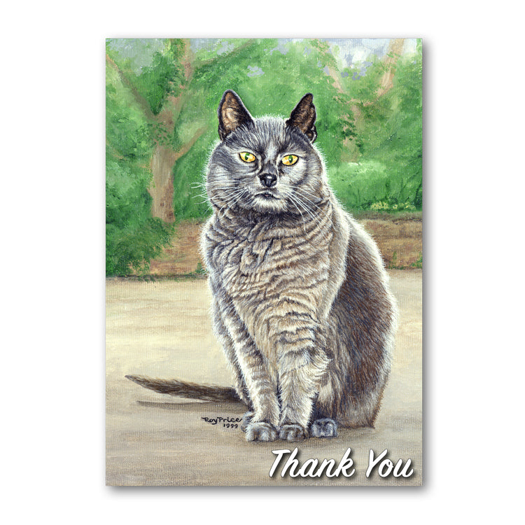 Suzy the Grey Cat Thank You Card from Dormouse Cards
