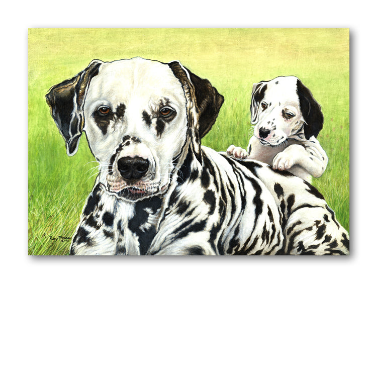 Dalmation Dog and Puppy Greetings Card