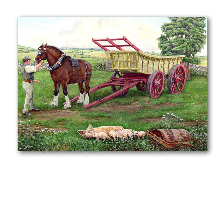 Shire Horse and Piglets Greetings Card from Dormouse Cards