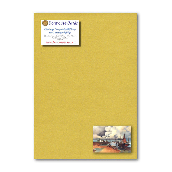 Seascape Gift Tags and Gold Lustre Gift Wrap from Dormouse Cards