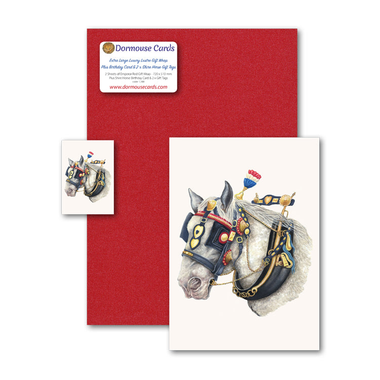 Shire Horse Birthday Card Gift Tags and Wrap from Dormouse Cards