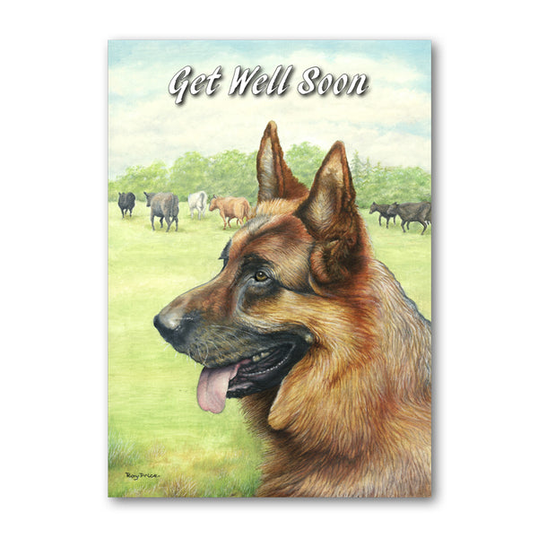 Alsatian German Shepherd Get Well Soon Card from Dormouse Cards
