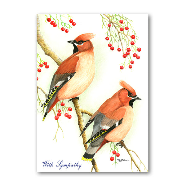 Cedar Waxwing Sympathy Card from Dormouse Cards