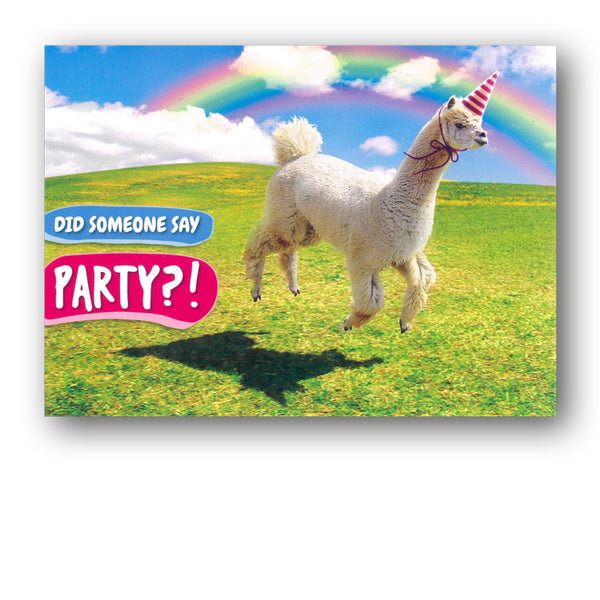 Funny Party Alpaca Birthday Card by Avanti from Dormouse Cards