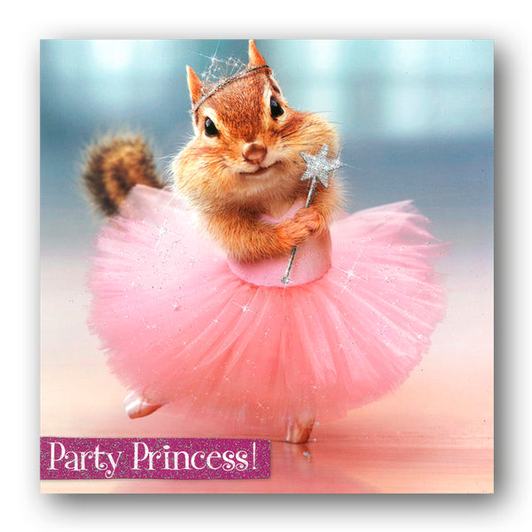 Funny Chipmunk Party Princess Birthday Card by Avanti from Dormouse Cards