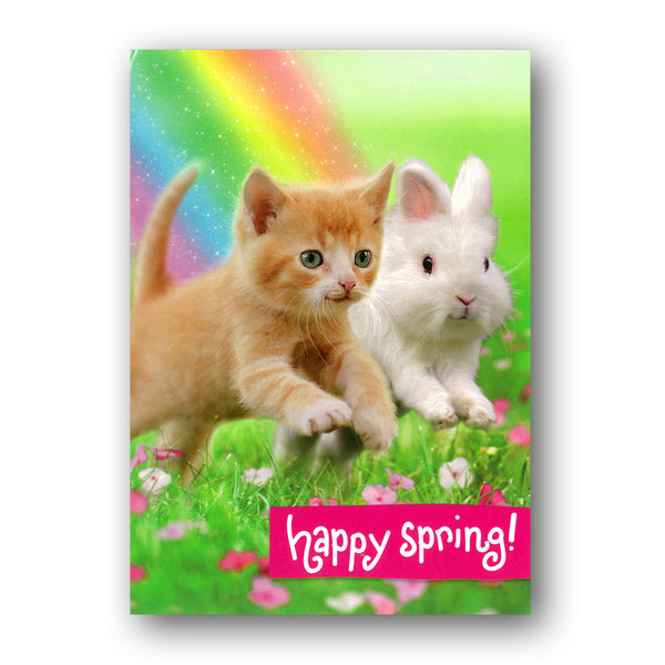 Cute Kitten & Bunny Easter Card by Avanti