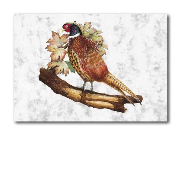 Fine Art Pheasant Greetings Card on Luxury Marble board from Dormouse Cards