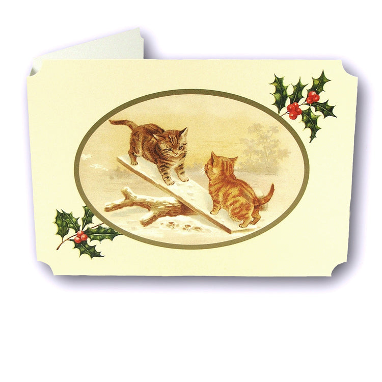 Courtier Catlands Christmas Card Cats on a See Saw from Dormouse Cards