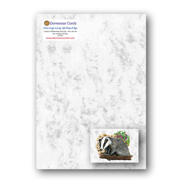 Luxury Marble Gift Wrap and Marble Badger Gift Tags from Dormouse Cards