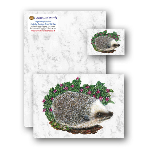 Luxury Marble Gift Wrap Hedgehog Gift Tags and Card from Dormouse Cards