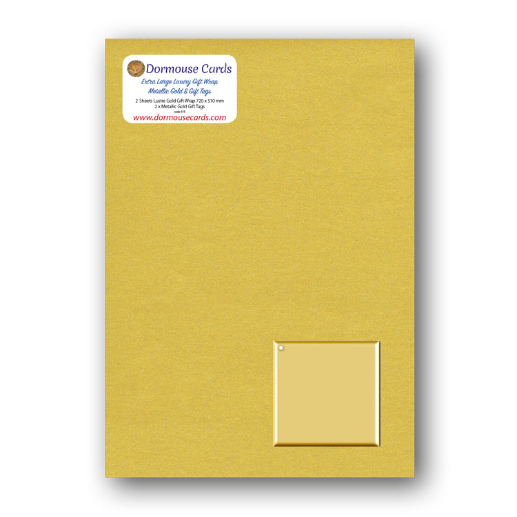 Luxury Lustre Gold Gift Wrap and Metallic Gold Gift Tags from Dormouse Cards
