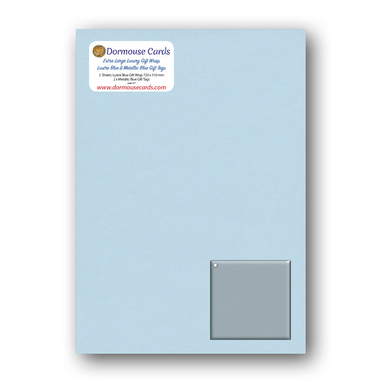 Luxury Extra Large Shimmer Blue Gift Wrap and Metallic Blue Gift Tags from Dormouse Cards