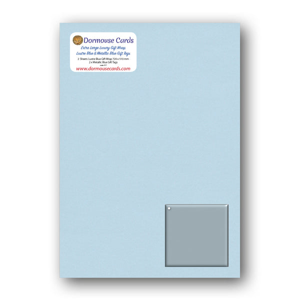 Luxury Extra Large Shimmer Blue Gift Wrap and Metallic Blue Gift Tags from Dormouse Cards