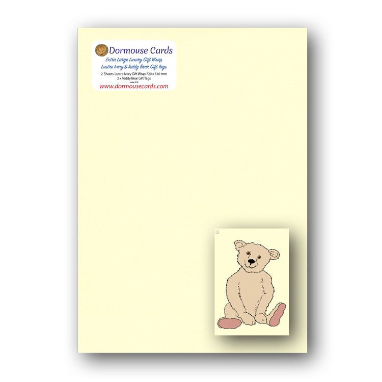 Lustre Ivory Gift Wrap and Teddy Bear Gift Tags from Dormouse Cards