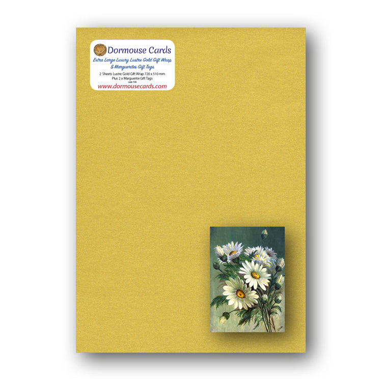 Luxury Lustre Gold Gift Wrap and Marguerie Gift Tags from Dormouse Cards