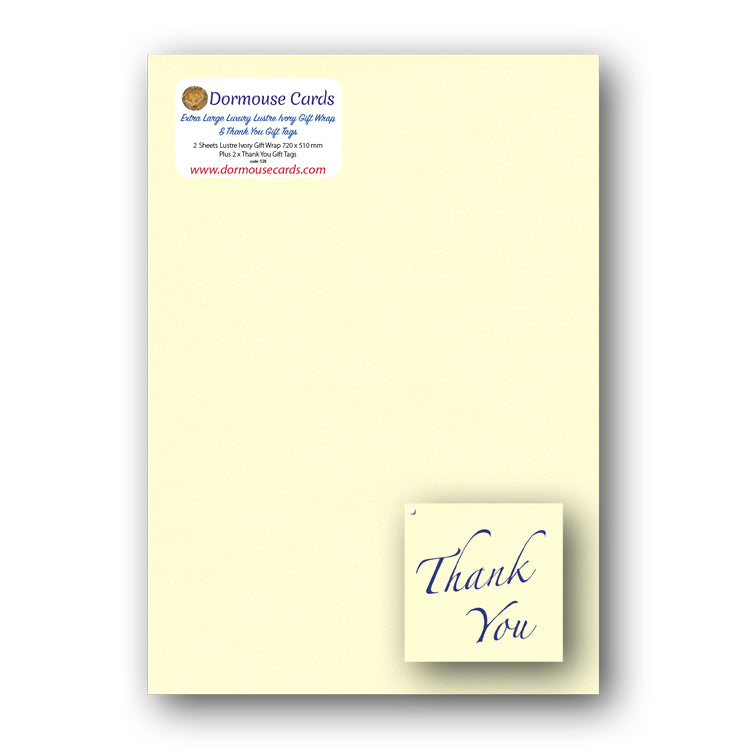 Luxury Lustre Ivory Gift Wrap and Thank You Gift Tags from Dormouse Cards