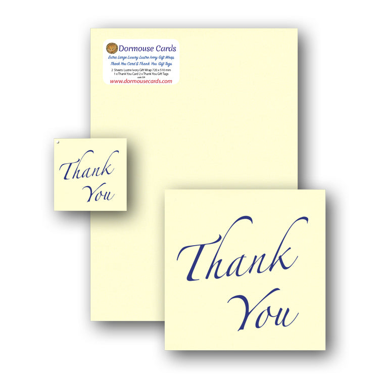 Luxury Ivory Shimmer Gift Wrap and Thank You Card and Gift Tags from Dormouse Cards