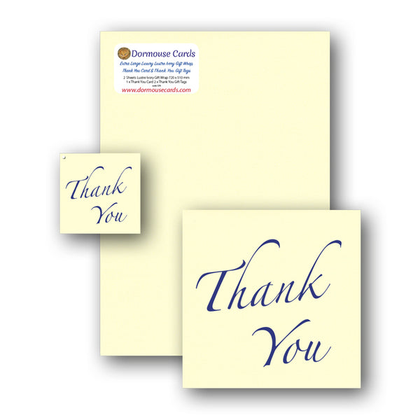 Luxury Ivory Shimmer Gift Wrap and Thank You Card and Gift Tags from Dormouse Cards