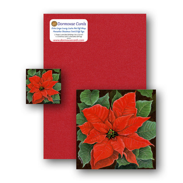 Poinsettia Christmas Card and Gift Tags from Dormouse Cards