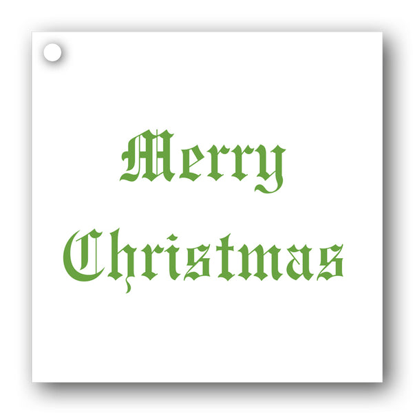 Green on White Merry Christmas Gift Tags from Dormouse Cards