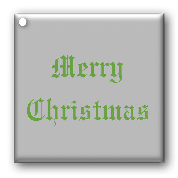 Green on Metallic Silver Merry Christmas Gift Tags from Dormouse Cards