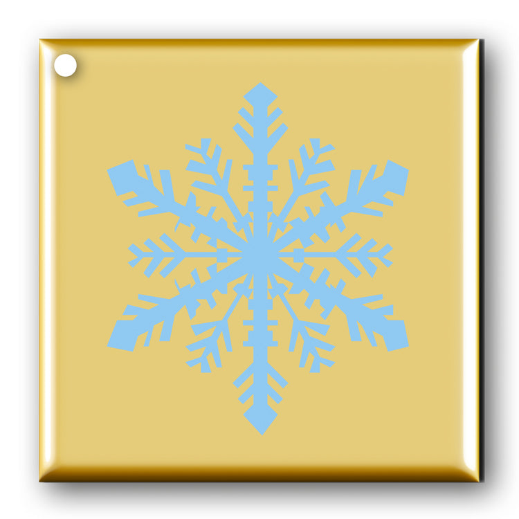 Pack of 10 Snowflake Gift Tags Turquoise on Metallic Gold