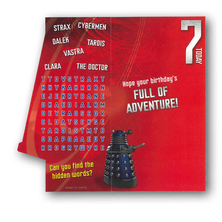 Dr Who 7th Birthday Card from Dormouse Cards