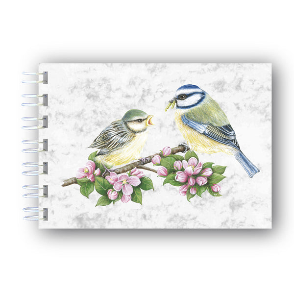 A6 Blue Tits Wire Bound Marble Notebook from Dormouse Cards