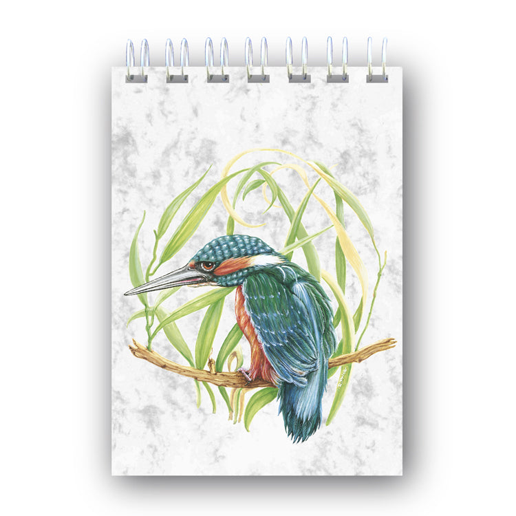 A6 Kingfisher Wire Bound Marble Notebook from Dormouse Cards