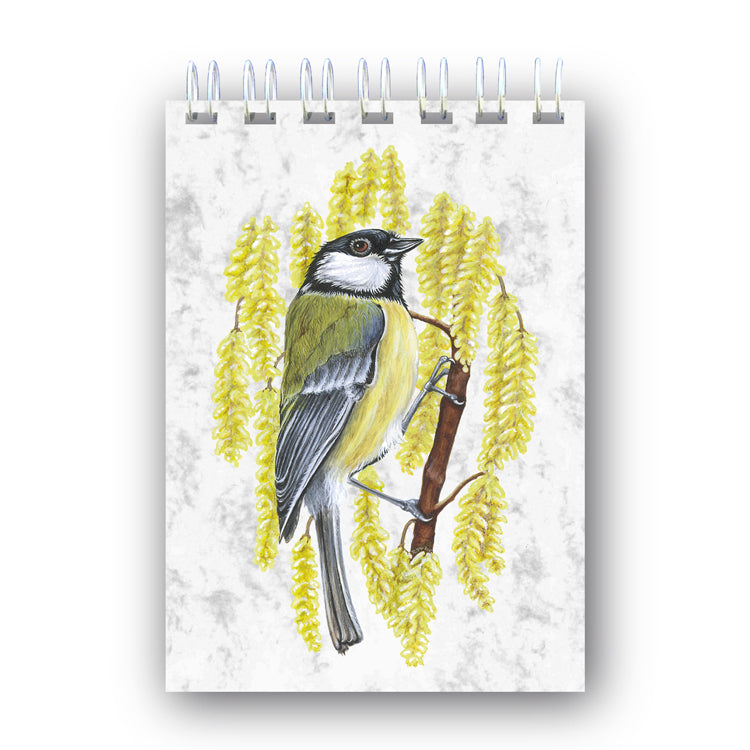 A6 Great Tit Wire Bound Marble Notebook from Dormouse Cards