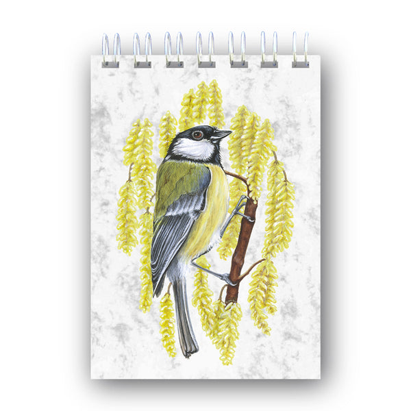 A6 Great Tit Wire Bound Marble Notebook from Dormouse Cards
