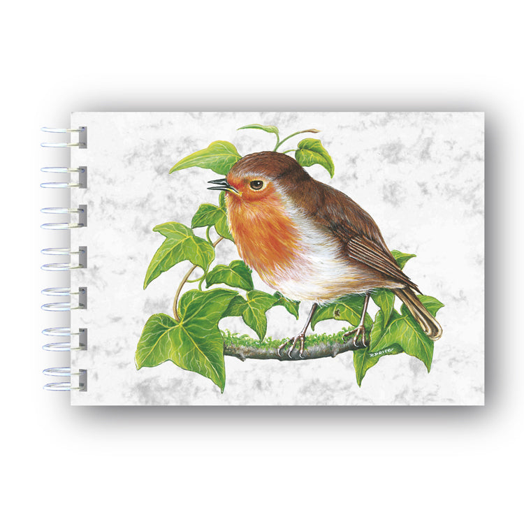 A6 Robin Wire Bound Marble Notebook from Dormouse Cards