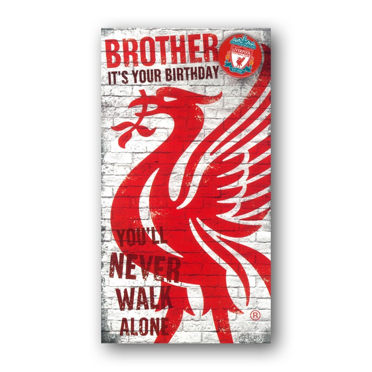 Liverpool FC Birthday Card with Badge Brother from Dormouse Cards