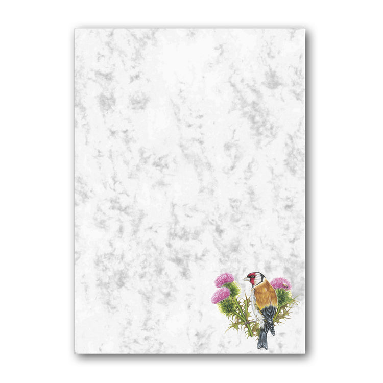 A5 Goldfinch Marble Notepaper from Dormouse Cards