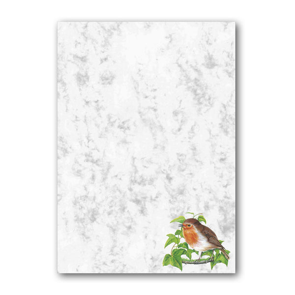 A5 Robin Marble Notepaper from Dormouse Cards