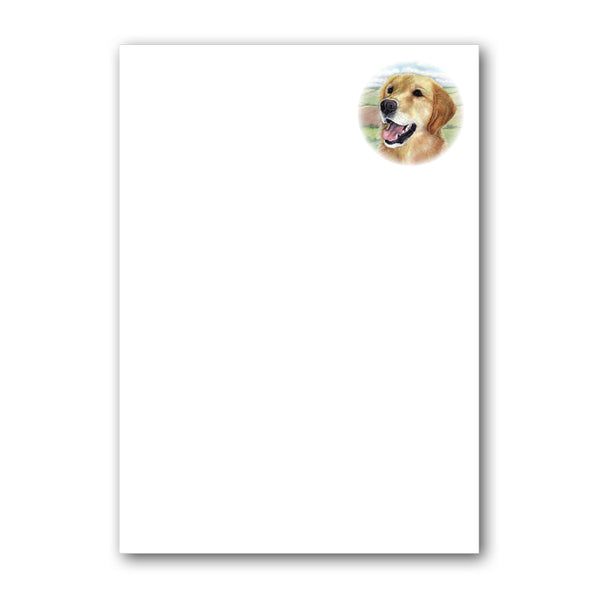 Pack of 6 A5 Golden Retriever Notepaper plain sheets and envelopes from Dormouse Cards