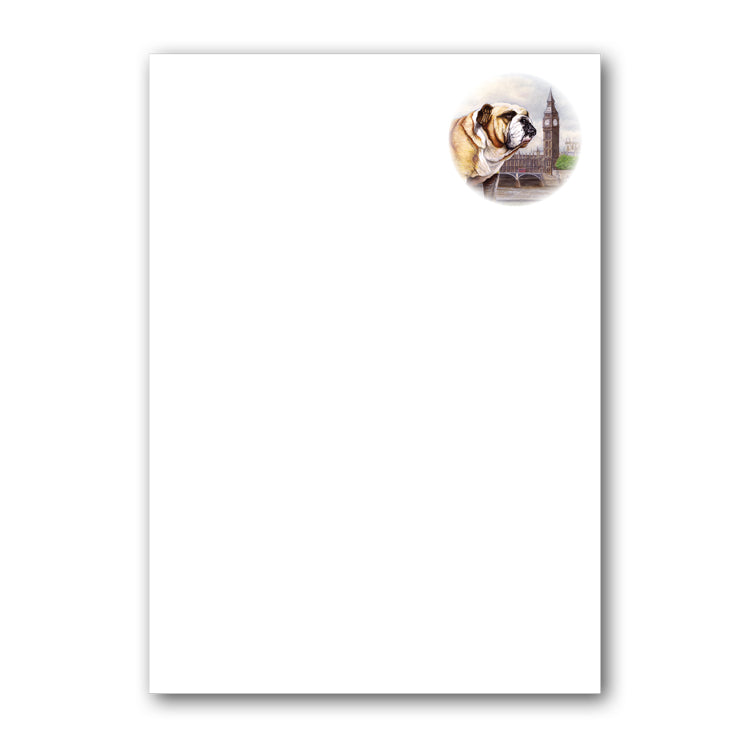 Pack of 6 Bulldog Notepaper plain sheets and C6 envelopes from Dormouse Cards