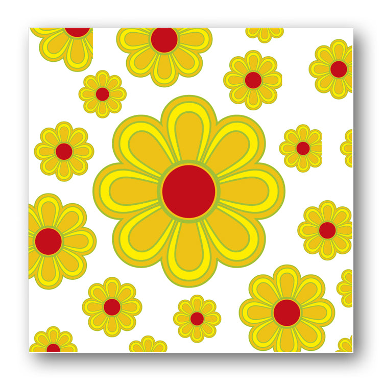 Pack of 5 Notelets 1970's Style Yellow Flowers from Dormouse Cards