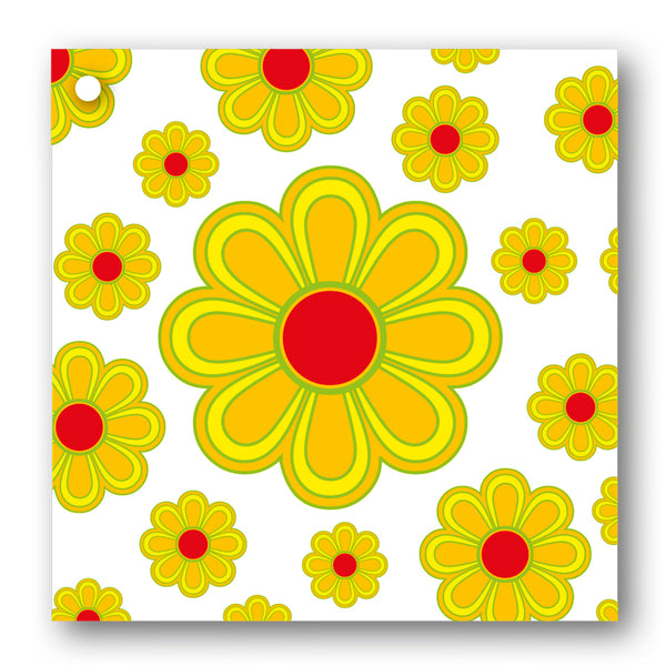 Pack of 10 Gift Tags 1970's Style Yellow Flowers from Dormouse Cards