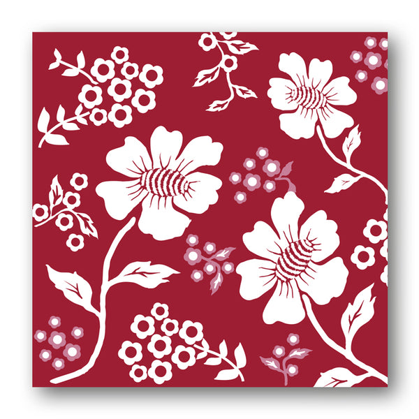 Pack of 5 Burgundy and White Floral Design Notelets from Dormouse Cards